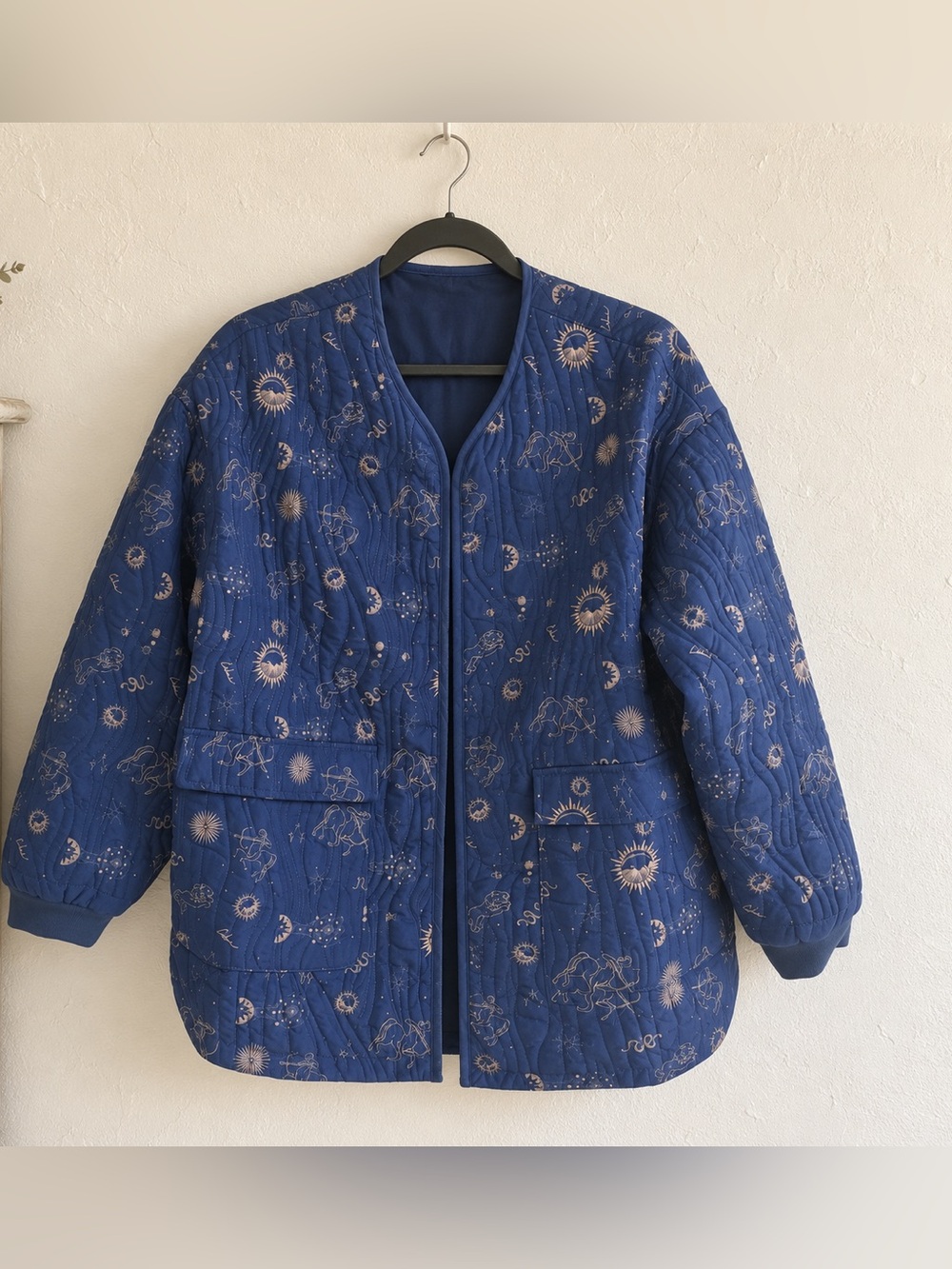 Johnny Was Calme Yessi Astrology Quilted Jacket Blue XS NWOT $240